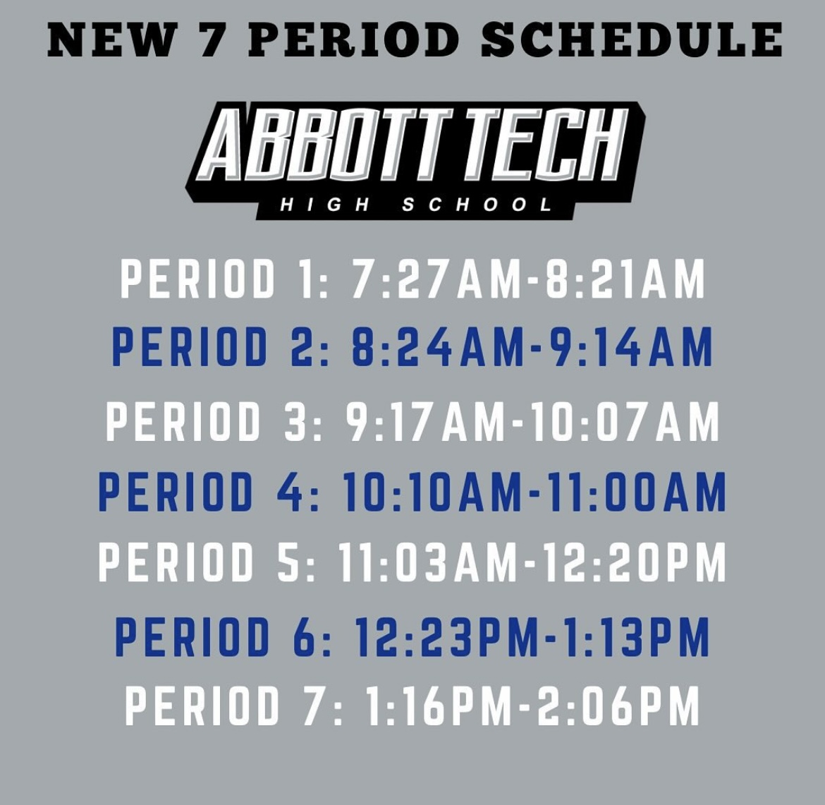 New 7 Period School Day Schedule Henry Abbott Technical High School