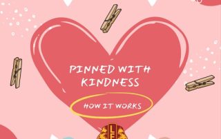 Pink picture with hearts and clothespins that says: Pinned with Kindness: Grab a pin when you come in, Secretly pin someone with a compliment, Keep or pass the pin along and be kind and respectful when pinning someone one.