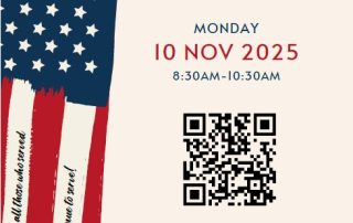 Abbott Tech Awareness Group Presents Veterans Day Breakfast, Monday, 10 November 2025 from 8:30 am to 10:30 am. RSVP by Thursday November 6th. Breakfast will be served in the Henry Abbott Tech Thyme Cafe, 21 Hayestown Avenue, Danbury.