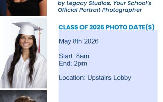 Henry Abbott Technical High School Senior Portraits by Legacy Studios, Your School's Official Portrait Photographer. Class of 2026 Phot Dates: May 8th 2026, Start: 8am; End: 2pm. Location: Upstairs Lobby. Schedule your Senior Portrait Session at seniors.legacystudios.com.